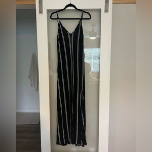 Black stretchy striped maxi dress